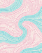 Soft Pink Teal Wavy Flow Decor Rug