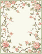 Soft Pink Floral Vine Pattern Rug