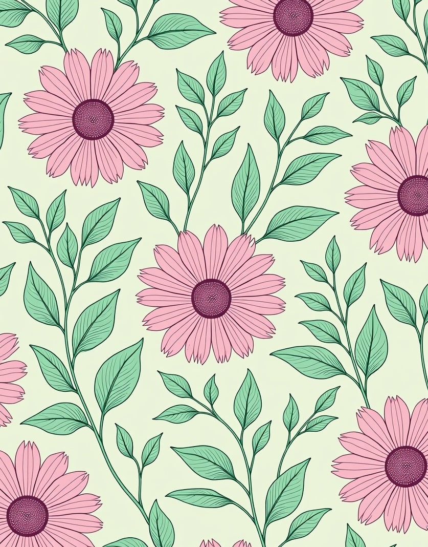 Pink Daisy Floral Pattern Rug