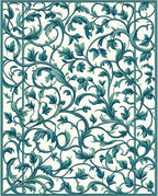 Teal Vine Floral Pattern Rug