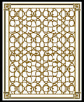 Ornate White Gold Geometric Pattern Rug