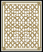 Ornate White Gold Geometric Pattern Rug