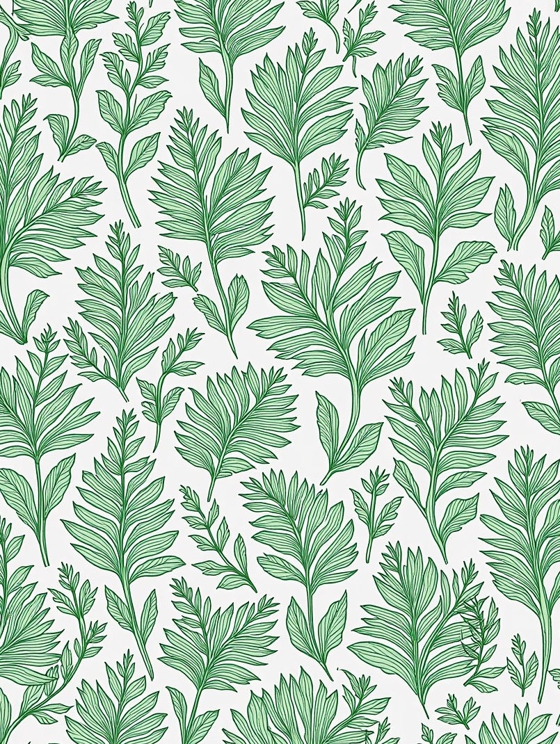 Lush Green Leafy Botanical Pattern Rug