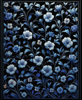 Midnight Blues Floral Vine Pattern Rug