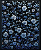 Midnight Blues Floral Vine Pattern Rug