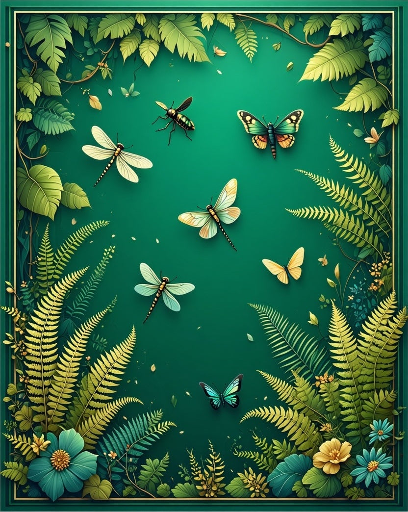 Lush Botanical Garden Butterfly Design Rug