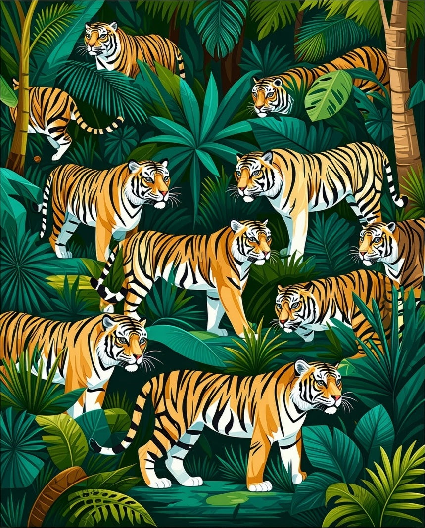 Jungle Tiger Wildlife Pattern Rug