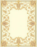 Elegant Golden Floral Scrollwork Frame Rug