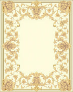 Elegant Golden Floral Scrollwork Frame Rug
