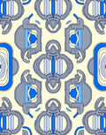 Abstract Symmetric Blue Geometric Design Rug