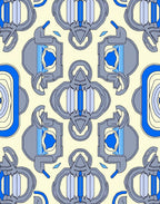 Abstract Symmetric Blue Geometric Design Rug