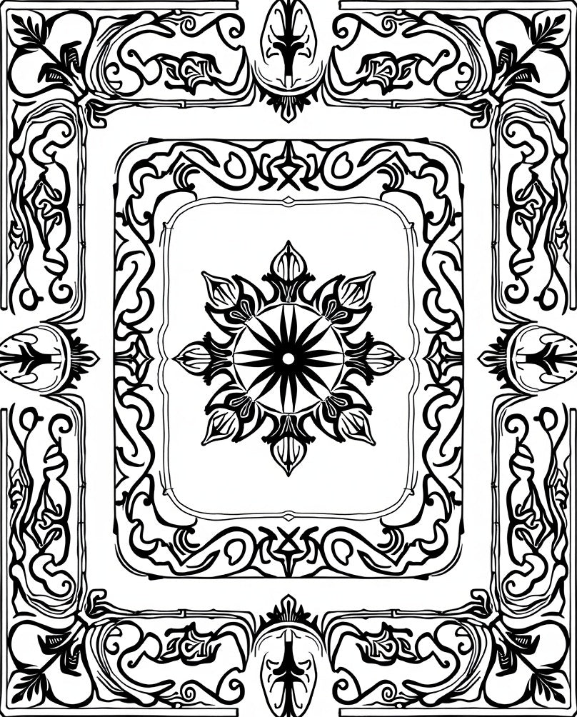Elegant Abstract Floral Scrollwork Design Rug