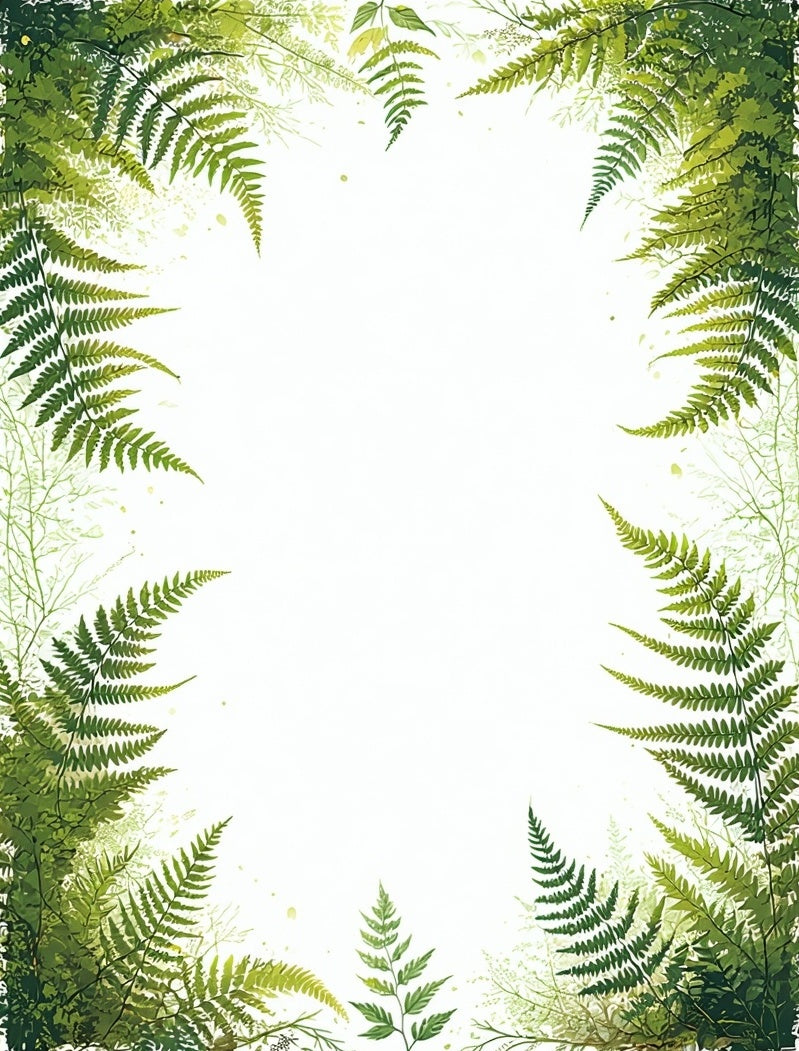 Lush Green Fern Forest Border Rug