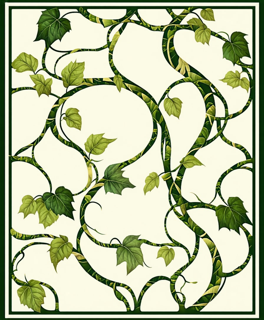 Art Nouveau Vine Leaf Pattern Rug