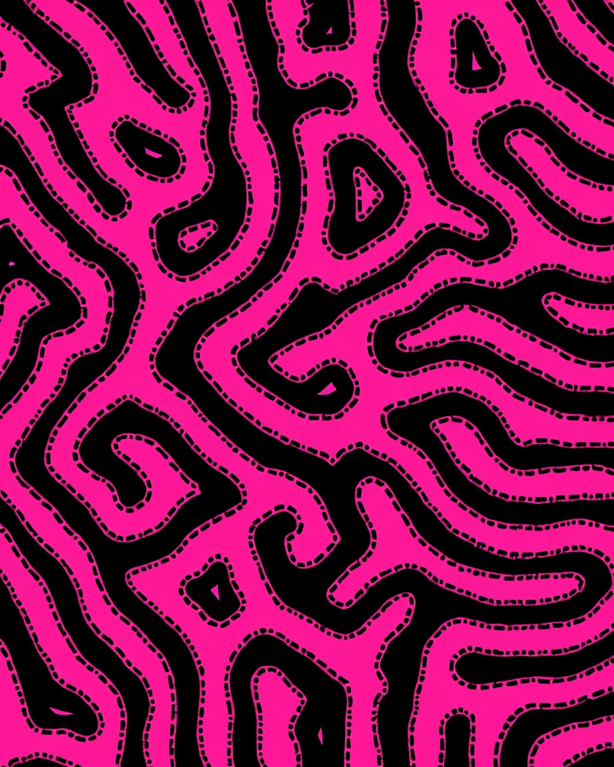 Vivid Pink Organic Maze Pattern Rug