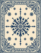 Traditional Scrollwork Floral Medallion Design Rug