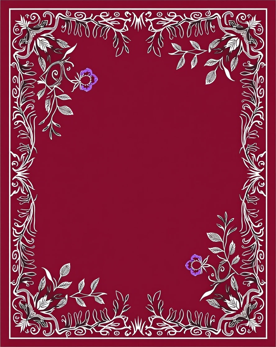 Elegant Floral Vines Border Design Rug