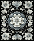 Elegant Gray Floral Pattern Rug