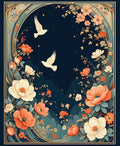 Floral Birds With Lush Garden Border Rug