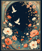 Floral Birds With Lush Garden Border Rug