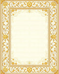 Golden Floral Nouveau Abstract Frame Rug
