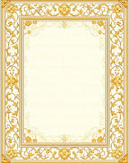 Golden Floral Nouveau Abstract Frame Rug