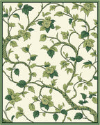 Green Floral Vine Pattern Rug