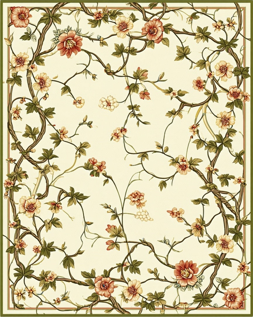 Vine And Blossom Pattern Rug