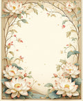 Elegant Lotus Floral Vine Border Rug