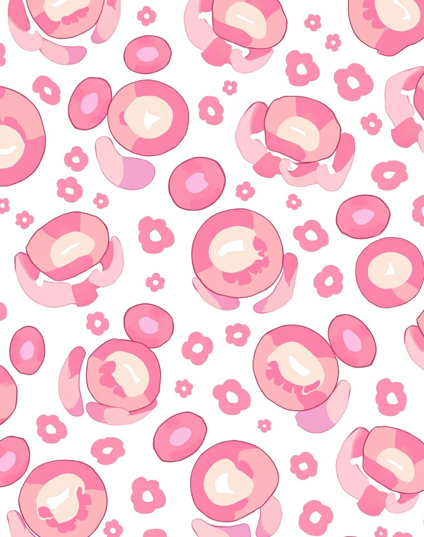 Playful Pink Circles Flowers Pattern Rug