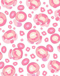Playful Pink Circles Flowers Pattern Rug