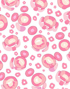 Playful Pink Circles Flowers Pattern Rug