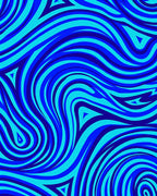 Vibrant Blue Swirl Pattern Design Rug