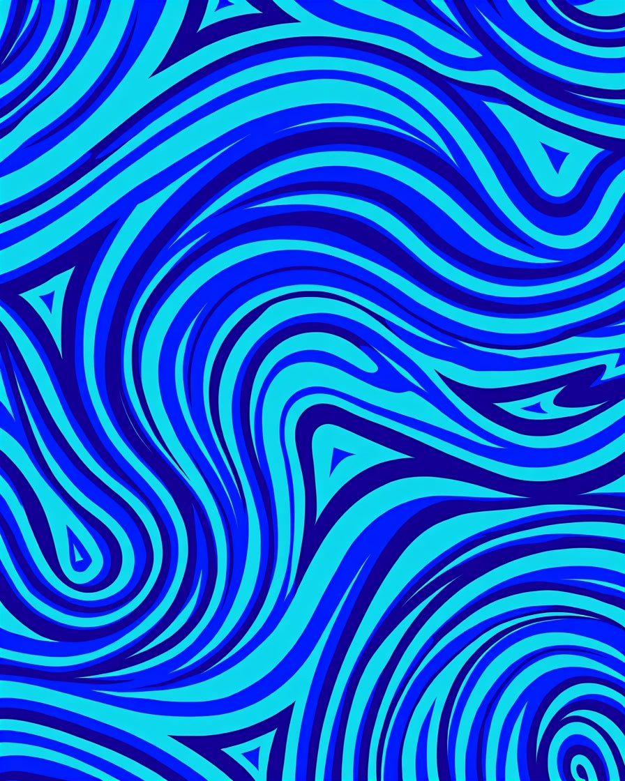 Vibrant Blue Swirl Pattern Design Rug