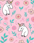 Cute Unicorn Floral Pattern Rug