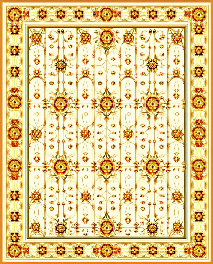 Elaborate Floral Medallion Pattern Rug