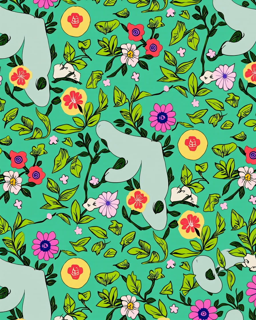Whimsical Floral Animal Garden Rug