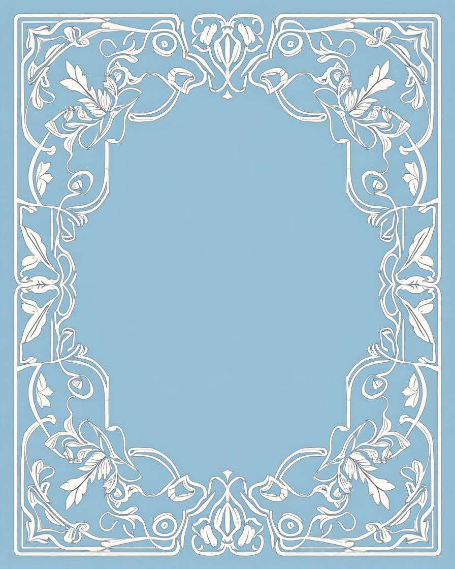 Art Nouveau Floral Scroll White Rug