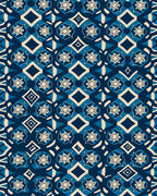 Navy Cream Starburst Geometric Pattern Rug