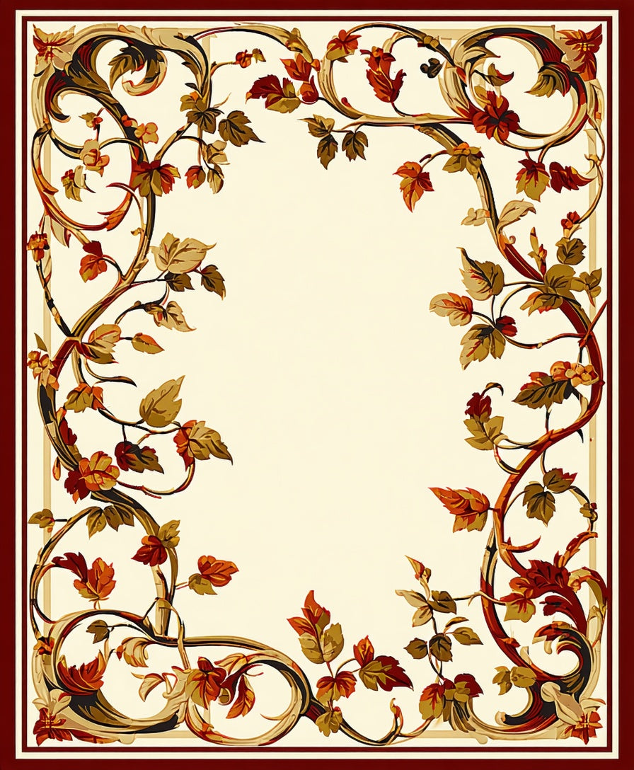 Ornate Floral Vines Autumn Rug