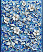 Blue Floral Mosaic Delight Rug