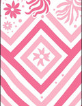 Pink Floral Geometric Stripe Design Rug
