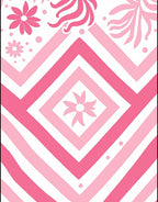 Pink Floral Geometric Stripe Design Rug