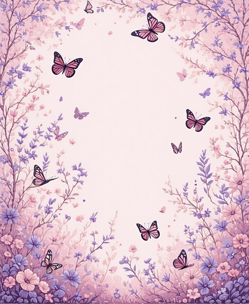 Whimsical Butterfly Floral Garden Design Rug