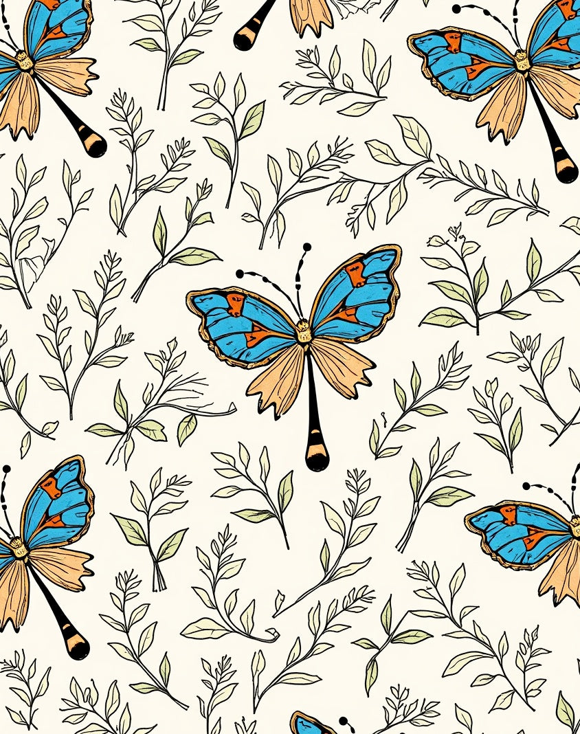 Nature Butterfly Botanical Art Rug