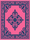 Pink Blue Floral Medallion Border Rug