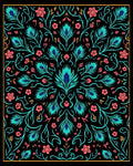 Vibrant Peacock Feather Floral Pattern Rug