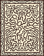 Cream and Brown Abstract Maze Rug