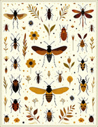 Whimsical Insects Botanical Pattern Rug