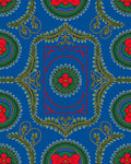 Vibrant Blue Red Floral Medallion Scroll Rug